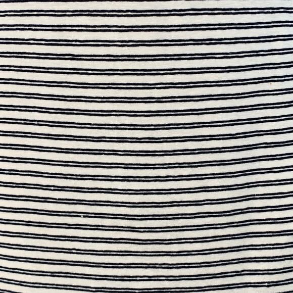 THEORY Size S Adiany B White Navy Linen Cotton Blend Stripe Midi T-Shirt Dress - Picture 2 of 11